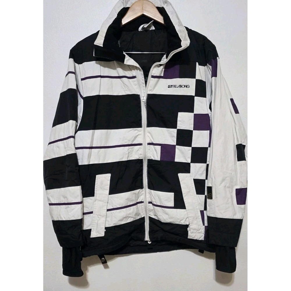 Billabong Women M Anorak Jacket Coat Purple White Thick‎ Warm Ski Outdoors Snow